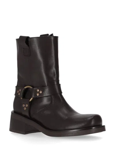 P.a.r.o.s.h Ankle Boots With Block Heel And Round Toe In Brown