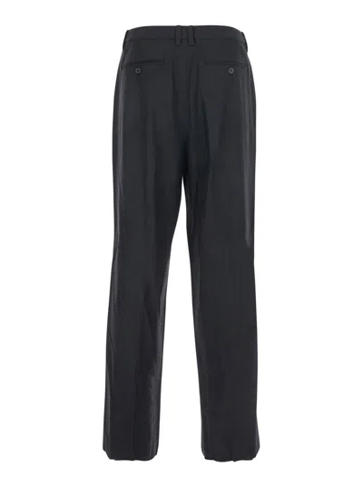 Dunst Black Tailored Trousers With Front Pleats In Fabric Man In Black