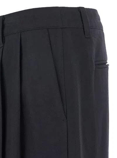 Dunst Black Tailored Trousers With Front Pleats In Fabric Man In Black