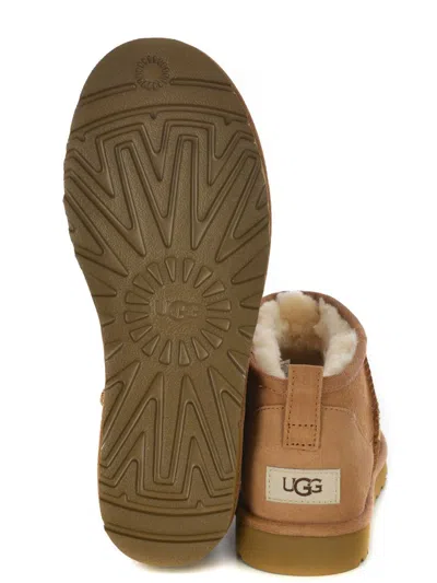 Ugg Biscuit Suede Classic Ultra Mini Ankle Boots In Brown