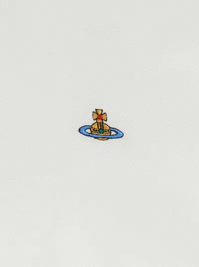Vivienne Westwood White Polo Shirt With Contrasting Collar And Orb Logo Detail On The Front In Cotton Man In White