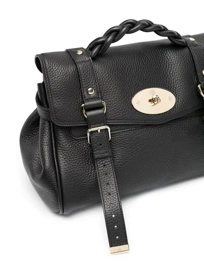 Mulberry 'alexa' Black Handbag With Adjustable And Removable Shoulder Strap And Magnetic Closure In Granied L In Black