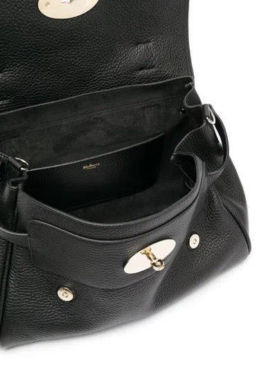 Mulberry 'alexa' Black Handbag With Adjustable And Removable Shoulder Strap And Magnetic Closure In Granied L In Black