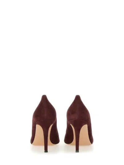Gianvito Rossi Pointed Toe Suede Stiletto Heel Pumps In Burgundy