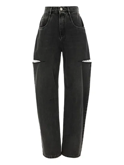 Maison Margiela Black Five-pocket Style Jeans With Rips In Cotton Denim Woman