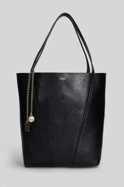 Chloé Womens Black Spin Large Leather Tote Bag In Black