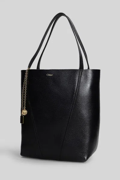 Chloé Womens Black Spin Large Leather Tote Bag In Black