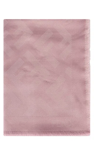 Fendi Wool And Cashmere Blend Shawl In Pink