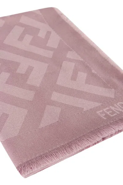 Fendi Wool And Cashmere Blend Shawl In Pink