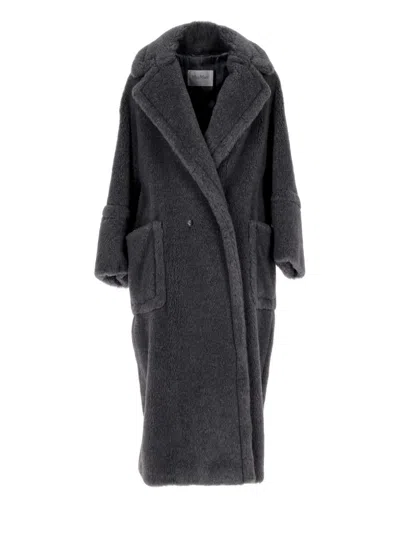 Max Mara Kadiak Oversized Alpaca And Wool Teddy Coat In Gray