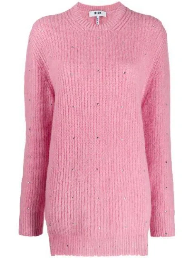 Msgm Crew Neck Sweater In Pink