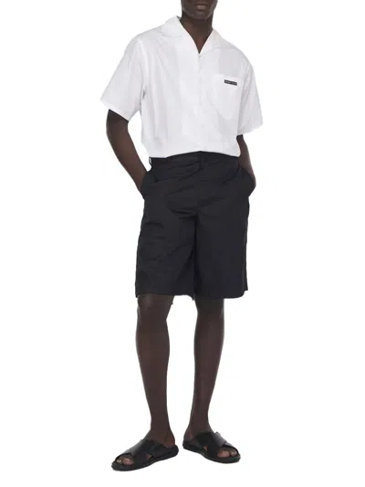 Prada Triangle Logo Criss-cross Sandals In Black