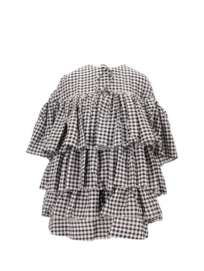 Meryll Rogge Gingham Check Ruffled Mini Dress In Black