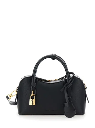 Stella Mccartney Ryder Black Small Handbag With Two Top Handles And Front Padlock Detail With Logo In Ecoleather Woma In Black