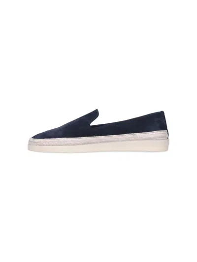Prada Suede Loafers With Espadrille Sole And Round Toe In Blue