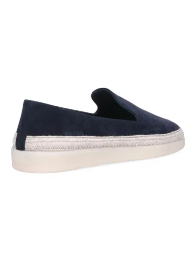 Prada Suede Loafers With Espadrille Sole And Round Toe In Blue