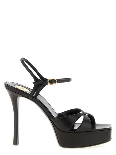 Saint Laurent Debbie Platform Sandals In Smooth Leather In Black