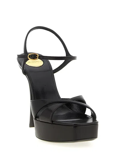 Saint Laurent Debbie Platform Sandals In Smooth Leather In Black