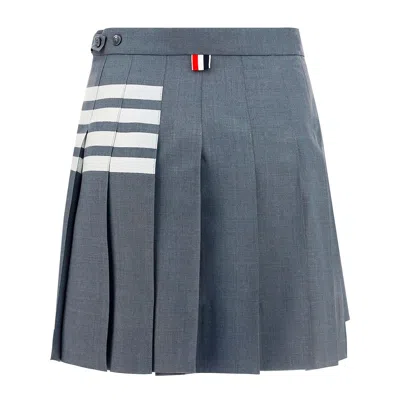 Thom Browne Grey And White Wool Skirt In Gray