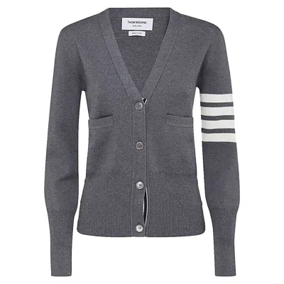 Thom Browne 4-bar Wool Melange Cardigan In Grey