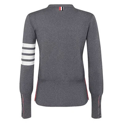 Thom Browne 4-bar Wool Melange Cardigan In Grey