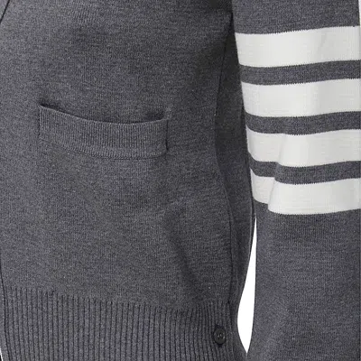 Thom Browne 4-bar Wool Melange Cardigan In Grey