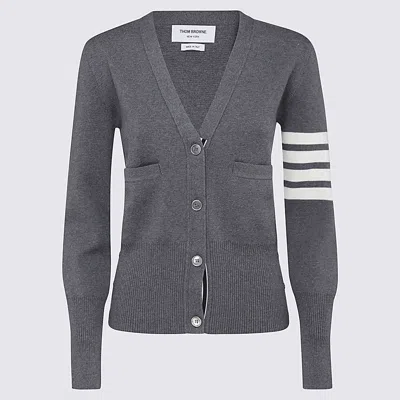 Thom Browne 4-bar Wool Melange Cardigan In Grey