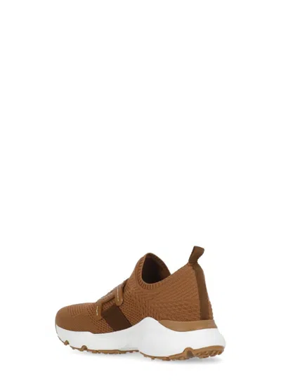 Tod's Modern Knitted Sneakers With Textured Finish In Brown