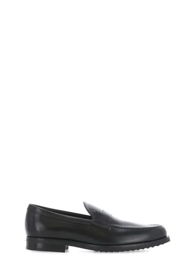 Tod's Leather Loafer With Iconic Horsebit In Black