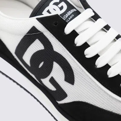Dolce & Gabbana Aria White And Black Running Sneakers With Logo Detail In Suede And Tech Fabric Man In Multi