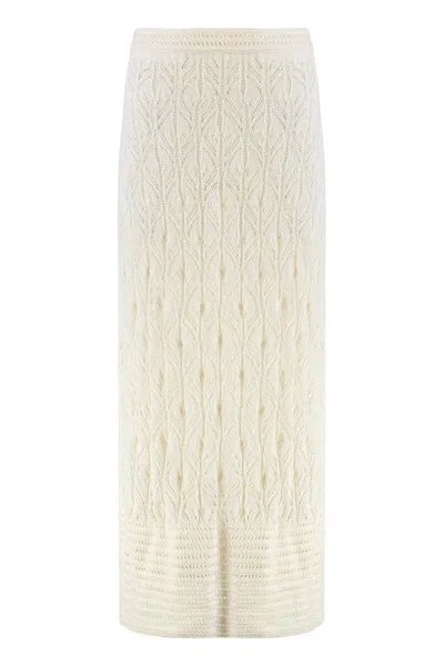 Le Kasha Openwork-knit Skirt In Neutral