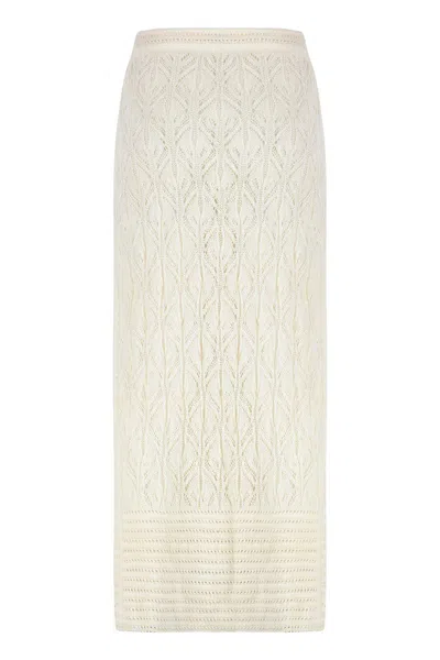 Le Kasha Openwork-knit Skirt In Neutral