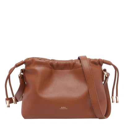 Apc A.p.c. Ninon Logo Embossed Mini Shoulder Bag In Brown