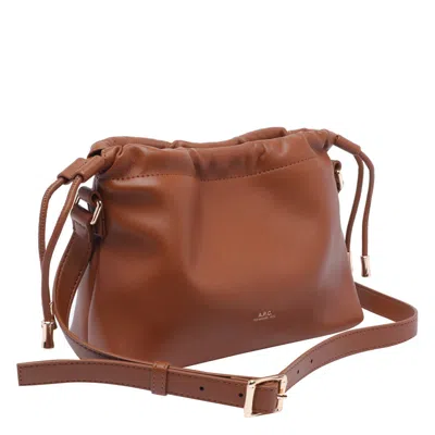 Apc A.p.c. Ninon Logo Embossed Mini Shoulder Bag In Brown