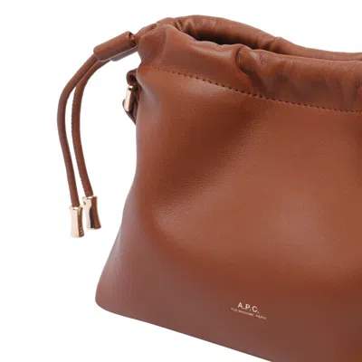 Apc A.p.c. Ninon Logo Embossed Mini Shoulder Bag In Brown