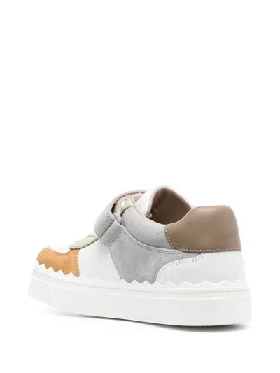 Chloé Lauren Touch Strap Sneakers In Gray