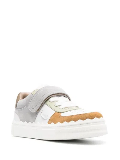 Chloé Lauren Touch Strap Sneakers In Gray