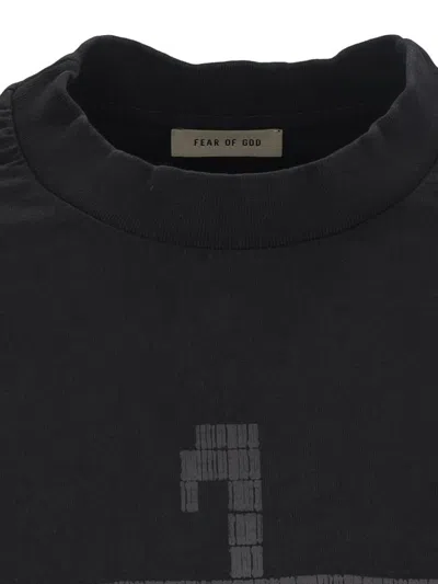 Fear Of God Graphic Print Crew Neck Short Sleeve Top In Black