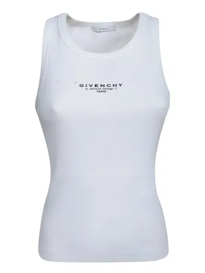 Givenchy Women Slim Tank Top With Logo Print In White