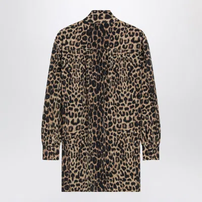 Saint Laurent Leopardprint Silk Mini Dress In Animal Print