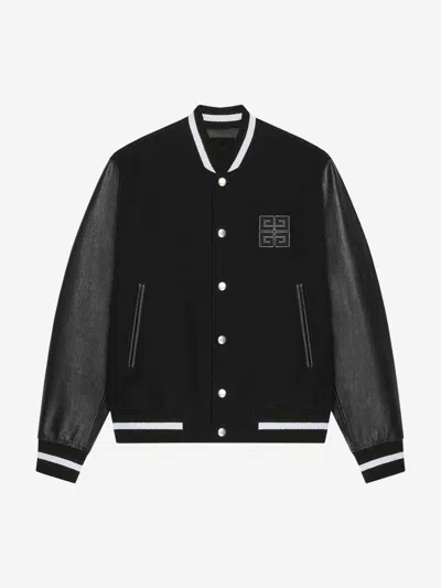 Givenchy Men Black Jacket With 4g Motif On Front In Wool And Tech Fabric Blend Man