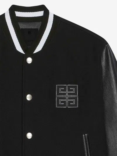 Givenchy Men Black Jacket With 4g Motif On Front In Wool And Tech Fabric Blend Man