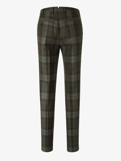 Incotex Checkered Pattern Trousers In Green