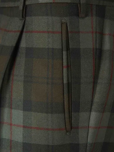 Incotex Checkered Pattern Trousers In Green