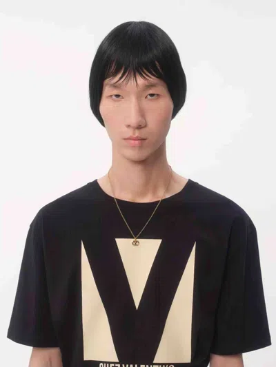 Valentino Garavani Cotton Logo T-shirt In Black