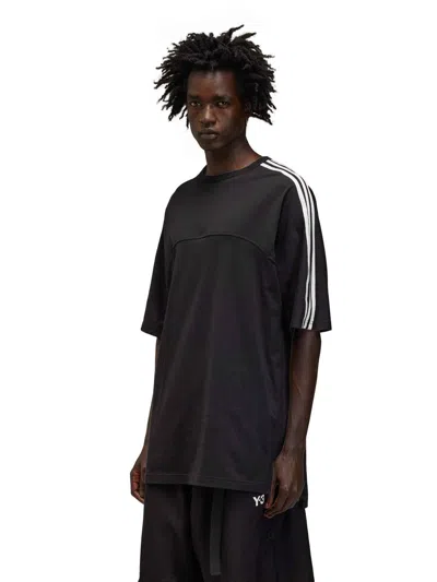 Y-3 Y 3 3 Stripes Crew Neck T Shirt In Black