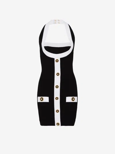 Balmain Two-tone Halterneck Mini Dress In Multi