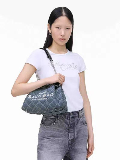 Marc Jacobs The Quilted Denim Large Chain Sack Bag Tote In Blue