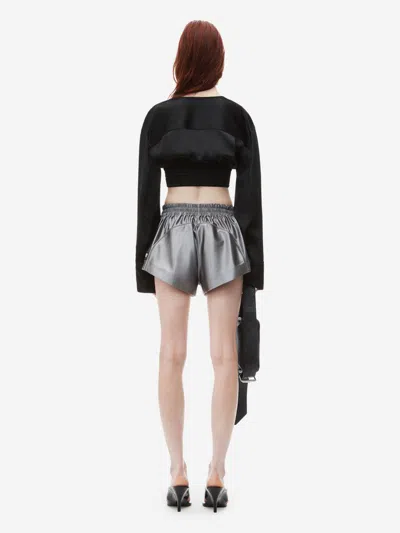 Alexander Wang Cropped Satin Top In Black