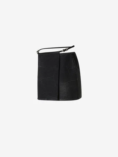 Givenchy Voyou Denim Mini Skirt In Black